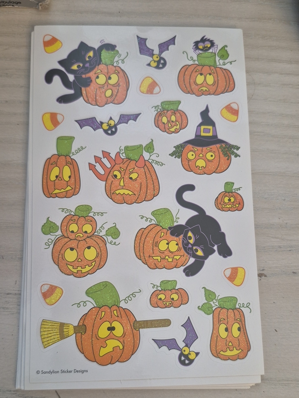 Halloween Pumpkin & Black Cat Sticker Sheet - Kids Costume Accessory